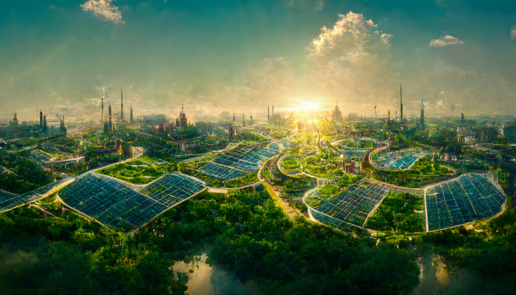 Città alimentata con pannelli solari